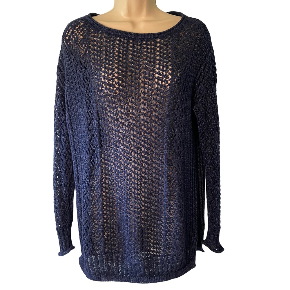 Chico's Women's Open Knit Sweater Size 0 (US Small)‎ Blue Casual Classic Preppy